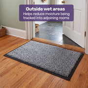 EQUIPMED 45x70cm Non-Slip Indoor Rug Floor Mat Charcoal, Poly Fiber Cut Loop Pile, High Density Base, Anti-Trip Edging