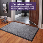 EQUIPMED 60x85cm Non-Slip Indoor Rug Floor Mat Charcoal, Poly Fiber Cut Loop Pile, High Density Base, Anti-Trip Edging