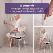 EQUIPMED Shower Swivel Chair, 136kg Capacity, Padded Armrests, Adjustable Height, Non-slip Seat/Feet, Rehabiltiation and Senior Care, Injury Support Bathing Aid