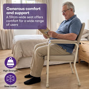EQUIPMED Low-Back Bariatric Patient Day Chair, 200kg Capacity, Adjustable Height Nursing Geriatric Seat