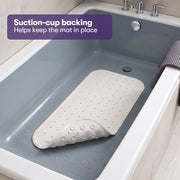 EQUIPMED 35 x 76cm Shower Mat with Suction Cups, Synthetic Rubber, Anti-Slip Bath Aid for Wet Areas, White