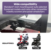 EQUIPMED Mobility Scooter & Power Wheelchair Shade Canopy Roof, 1-Inch Mount, 3 Height Settings, Black