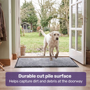 EQUIPMED 45x70cm Non-Slip Indoor Rug Floor Mat Charcoal, Poly Fiber Cut Loop Pile, High Density Base, Anti-Trip Edging
