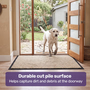 EQUIPMED 60x85cm Non-Slip Indoor Rug Floor Mat Beige, Poly Fiber Cut Loop Pile, High Density Base, Anti-Trip Edging