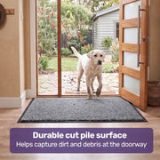 EQUIPMED 60x85cm Non-Slip Indoor Rug Floor Mat Charcoal, Poly Fiber Cut Loop Pile, High Density Base, Anti-Trip Edging