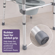EQUIPMED Foldable Over Toilet Aid, Night Commode, Splash Guard, Commode Pail, Padded Armrests, 7 Adj. Heights, Non-Slip Feet, 136kg Rated