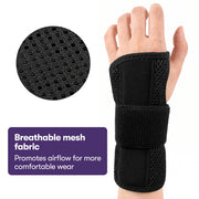 EQUIPMED Left Wrist and Hand Brace with Aluminium Splint & Flexible Support, Black