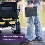Electric Folding Wheelchair, Folding, XL Wide Seat, Long Range, Lithium Battery, Black