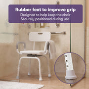 EQUIPMED Shower Swivel Chair, 136kg Capacity, Padded Armrests, Adjustable Height, Non-slip Seat/Feet, Rehabiltiation and Senior Care, Injury Support Bathing Aid