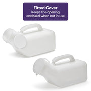 EQUIPMED 1L Portable Unisex Urinal Bottle with Female Attachment, White