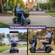 EQUIPMED ComfortCruise Large Mobility Scooter, 15km/h Top Speed, Up to 45km Range, Strong Climbing, 180kg Capacity, Blue