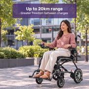 EQUIPMED C3X Super-Lightweight Carbon Fibre Electric Wheelchair, Only 12.5kg Battery Removed, Foldable, 20km Range
