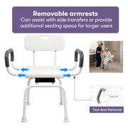 EQUIPMED Shower Swivel Chair, 136kg Capacity, Padded Armrests, Adjustable Height, Non-slip Seat/Feet, Rehabiltiation and Senior Care, Injury Support Bathing Aid