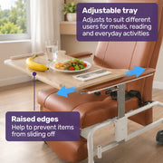 EQUIPMED Deluxe Mobile Geriatric Recliner Day Chair, Adjustable and Removable Meal Tray, Drop Down Armrests, 3 Heights, Leg Rest, Waterproof Leatherette