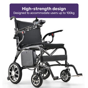 EQUIPMED C3X Super-Lightweight Carbon Fibre Electric Wheelchair, Only 12.5kg Battery Removed, Foldable, 20km Range