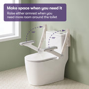 PRE-ORDER EQUIPMED Flip-Up Toilet Safety Armrests, 150kg Dual-Rail Vertical Load Rating