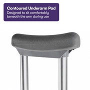 PRE-ORDER EQUIPMED Medium Adjustable Underarm Crutches, Lightweight Aluminium Walking Aid