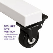 EQUIPMED Overbed Table with Gas Lift, 15kg Load, Steel Frame, 78-107cm Adjustable Height, Lockable Castors, Home Care Use