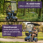 Equipmed ComfortCruise Mobility Scooter with Roof, Blue