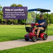 Equipmed ComfortCruise Mobility Scooter with Roof, Red