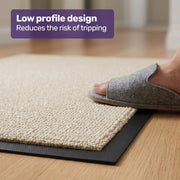 EQUIPMED 60x85cm Non-Slip Indoor Rug Floor Mat Beige, Poly Fiber Cut Loop Pile, High Density Base, Anti-Trip Edging