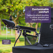 Power Electric Wheelchair, Airline Approved Wheel Chair, Lightweight, Long Range, Lithium Batteries, Black & Silver