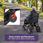 EQUIPMED C3X Super-Lightweight Carbon Fibre Electric Wheelchair, Only 12.5kg Battery Removed, Foldable, 20km Range