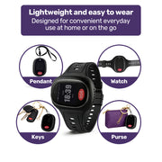 EQUIPMED 4G GPS Mobile Emergency Pendant/Bracelet with Touch Screen, Black, for Seniors, Location Tracking, 2-Way Calling, iPhone and Android Compatible, Black