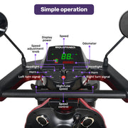 EQUIPMED ComfortCruise Large Mobility Scooter, 15km/h Top Speed, Up to 45km Range, Strong Climbing, 180kg Capacity, Red