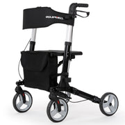 Foldable Aluminium Walking Frame Rollator with Bag and Seat Black