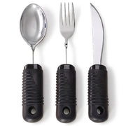 EQUIPMED Adaptive Non-slip Grip Cutlery Set, Bendable Fork and Spoon, Curved Easy Cut Knife, Large Ergonomic Handles, Arthritis & Limited Dexterity Eating Aid