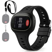 PRE-ORDER EQUIPMED 4G GPS Mobile Emergency Pendant/Bracelet with Touch Screen, Black, for Seniors, Location Tracking, 2-Way Calling, iPhone and Android Compatible, Black