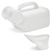 EQUIPMED 1L Portable Unisex Urinal Bottle with Female Attachment, White