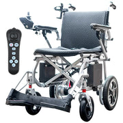 Power Electric Wheelchair, Airline Approved Wheelchair, Extra Lightweight, Long Range, Lithium Batteries, Silver