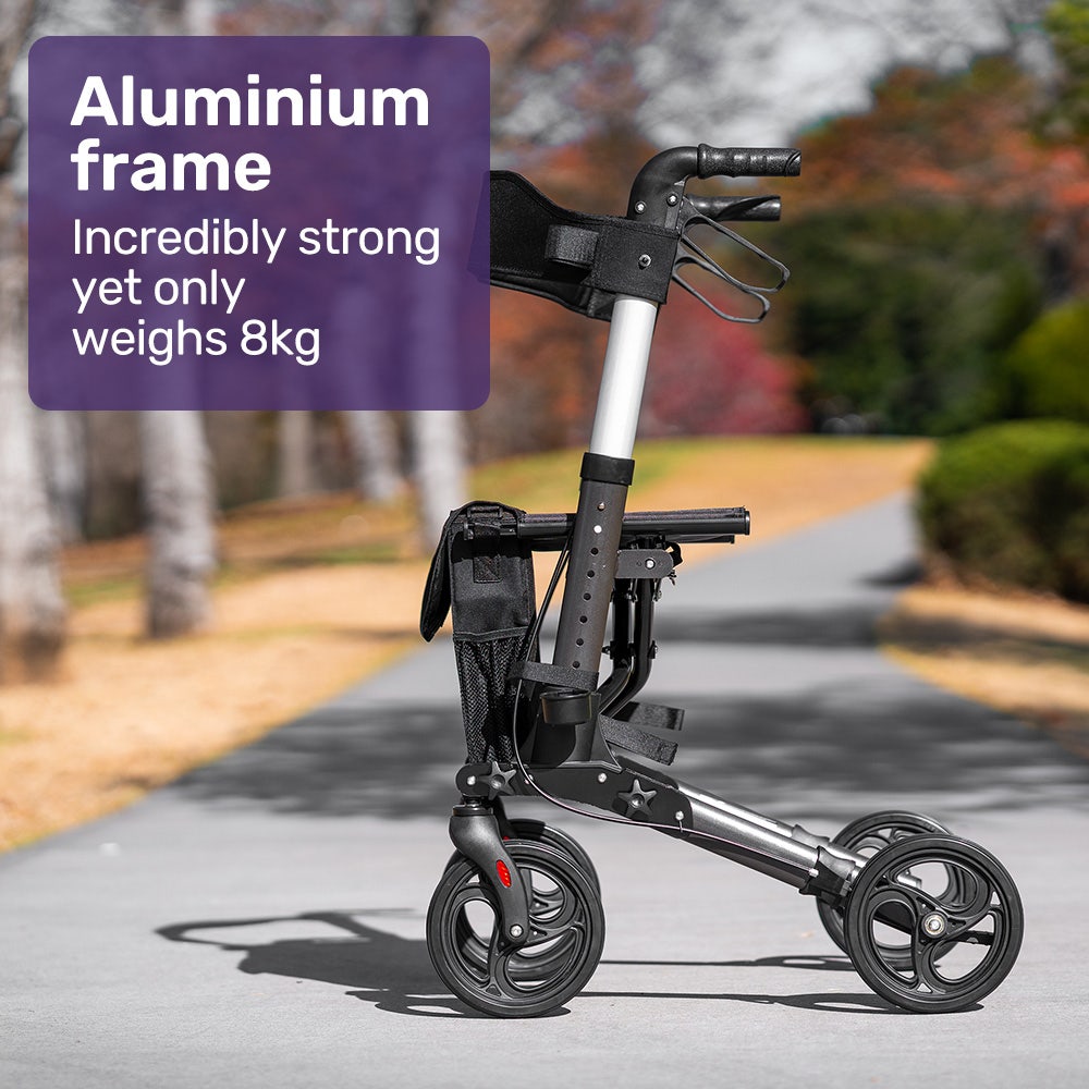Quick Move Rollater EasyStride Quick-Fold Aluminium Rollator - Titanium – Equipmed
