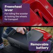 SmartRider Mid-Sized Compact Electric Mobility Scooter - Black & Red