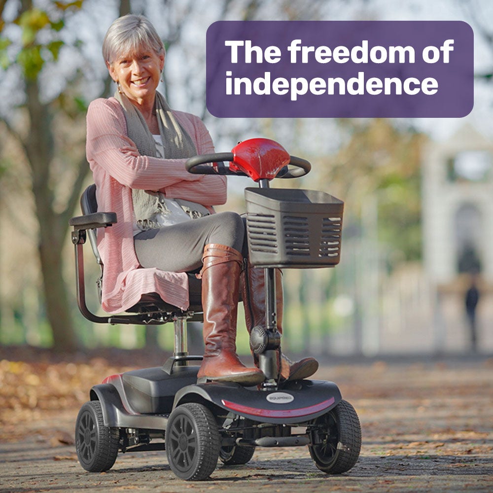 SmartRider Mid-Sized Compact Electric Mobility Scooter - Black & Red ...