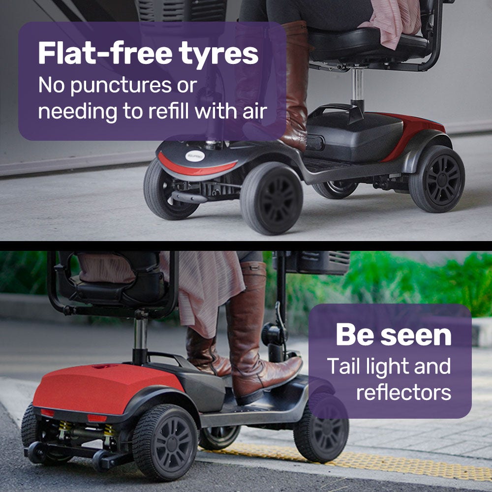 SmartRider Mid-Sized Compact Electric Mobility Scooter - Black & Red ...