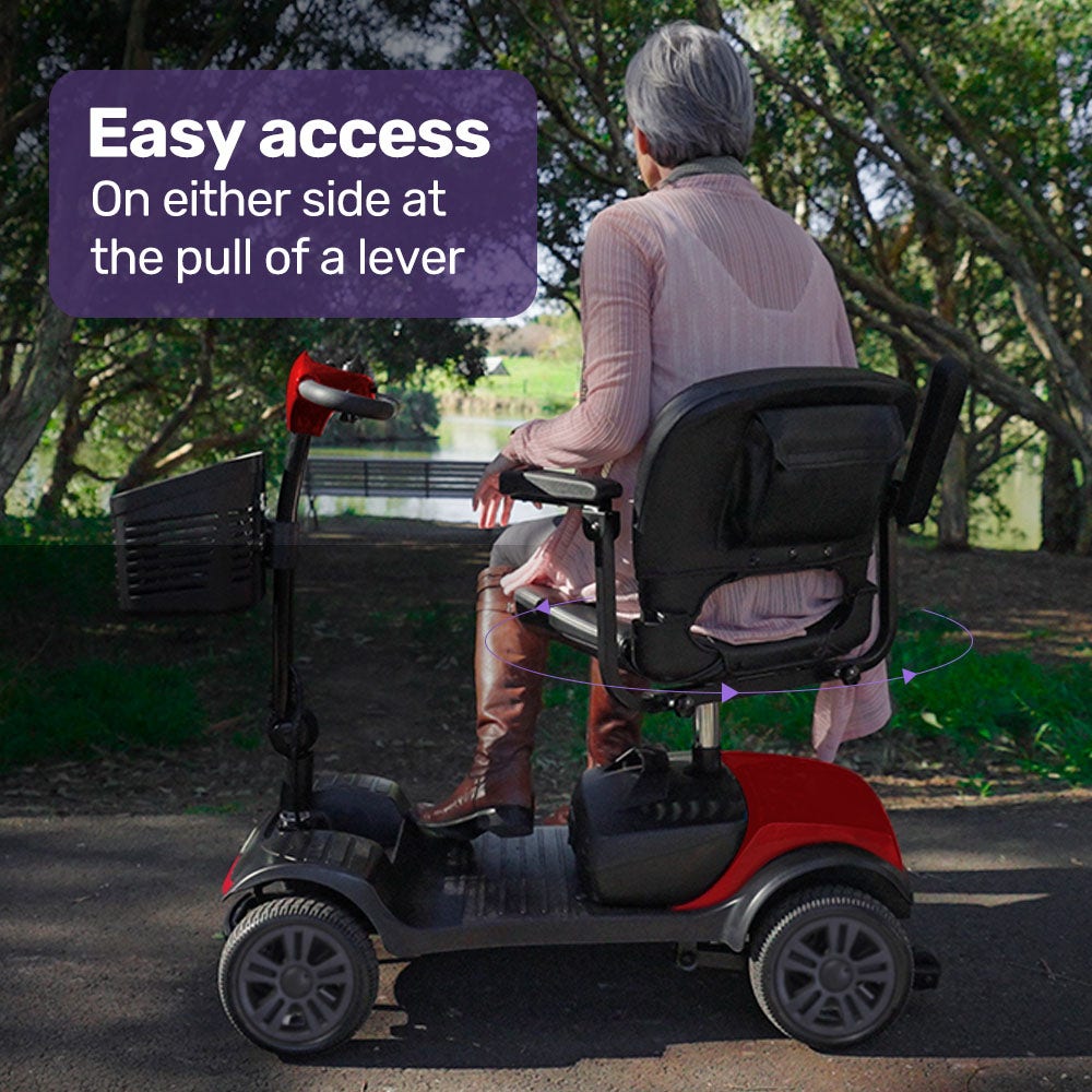 SmartRider Mid-Sized Compact Electric Mobility Scooter - Black & Red ...