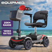 SmartRider Mid-Sized Compact Electric Mobility Scooter - Black & Red