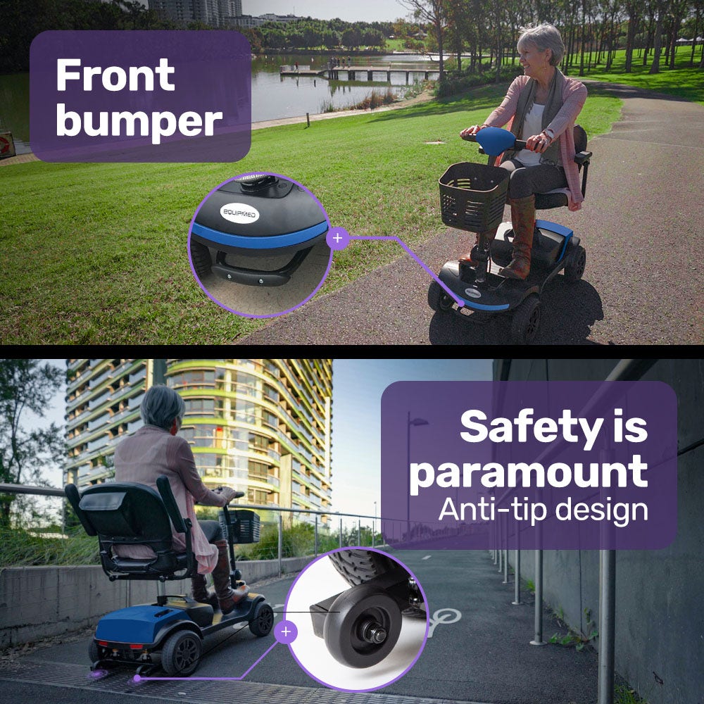 SmartRider Mid-Sized Compact Electric Mobility Scooter - Black & Blue ...