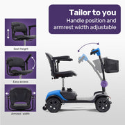 SmartRider Mid-Sized Compact Electric Mobility Scooter - Black & Blue