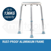 Shower Chair Stool with Adjustable Swivel Seat Bath Aid Aluminium