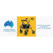 Foldable Rollator Walking Frame Outdoor Indoor Mobility Walker Aids