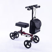 Knee Scooter Walker, Dual Brakes - Bag - Broken Leg Ankle Foot Mobility - Crutches Alternative - Red