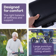 Knee Scooter Walker, 10 inch Tyres Dual Brakes Bag - Broken Leg Ankle Foot Mobility - Crutches Alternative - Titanium colour