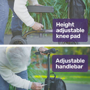 Knee Scooter Walker, 10 inch Tyres Dual Brakes Bag - Broken Leg Ankle Foot Mobility - Crutches Alternative - Titanium colour