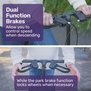 Knee Scooter Walker, 10 inch Tyres Dual Brakes Bag - Broken Leg Ankle Foot Mobility - Crutches Alternative - Titanium colour