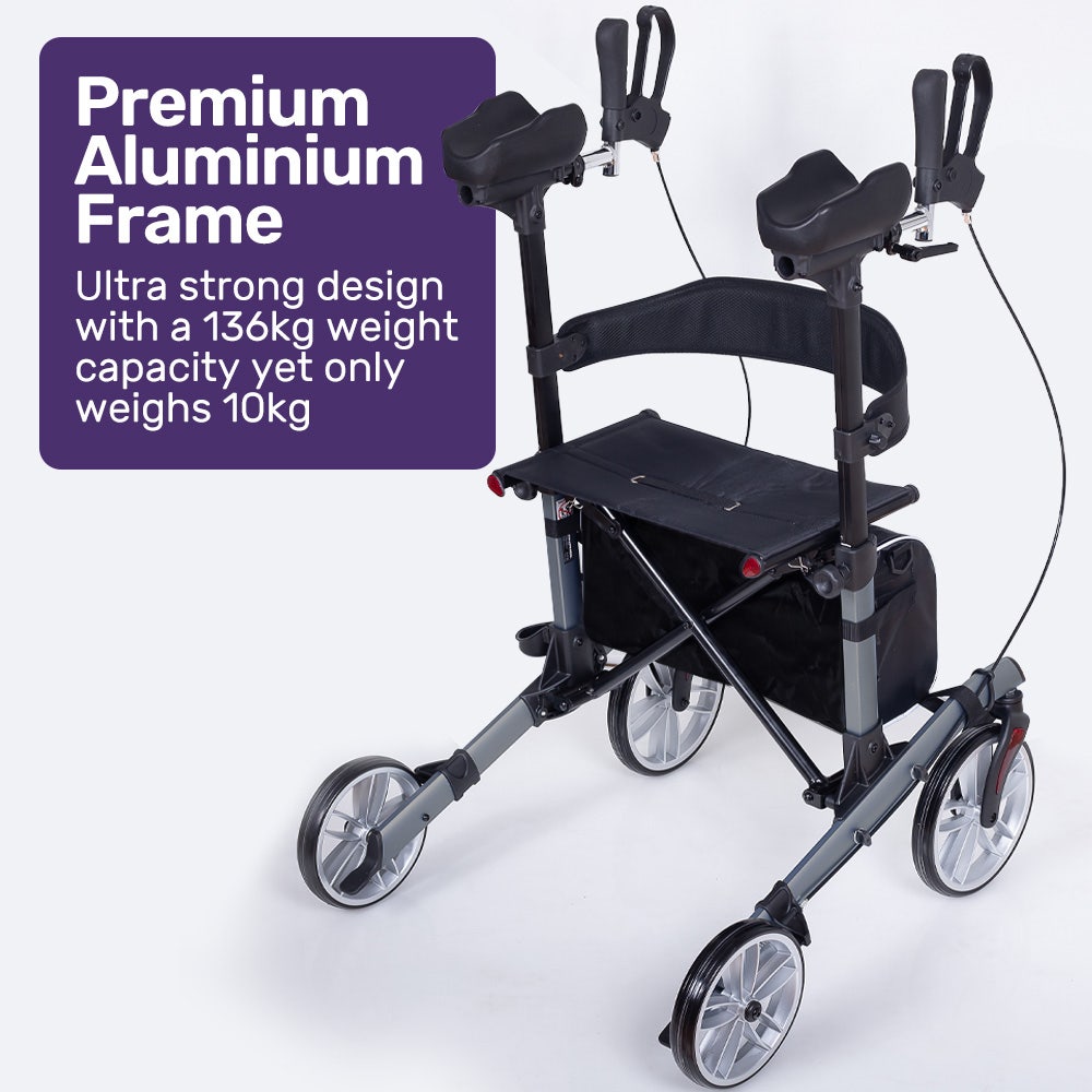 Upright Rollator Walker with Forearm Rest Supports, Mobilty Aid with S ...