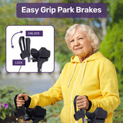 Upright Rollator Walker with Forearm Rest Supports, Mobilty Aid with Seat, Grey